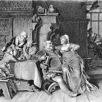 Falstaff partying in a tavern