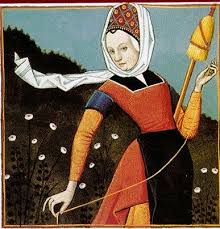 Woman Spinning Flax with distaff
